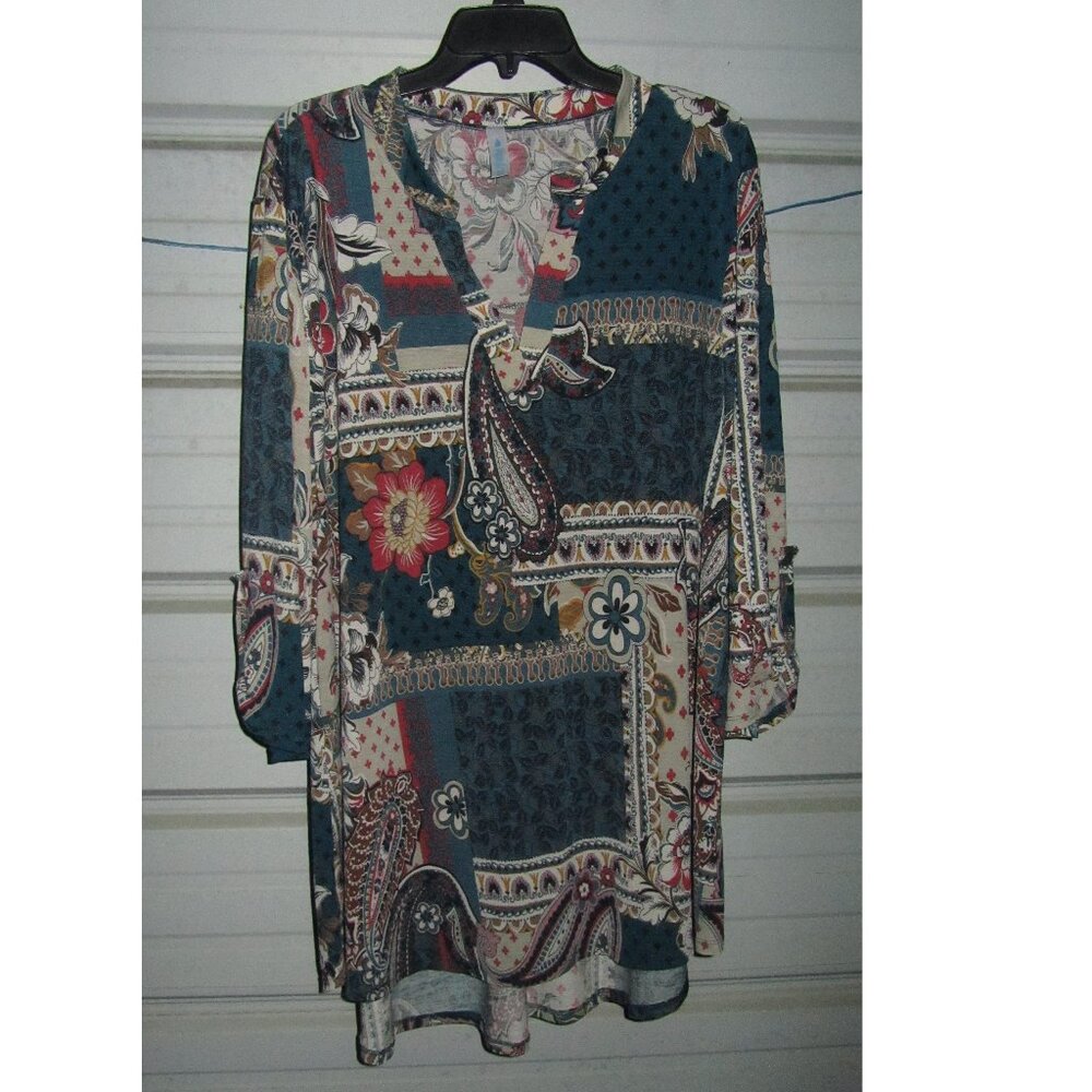 Plus Size 3X Womens Paisley Print Tunic top shirt Paisley Grace